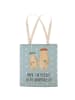 Mr. & Mrs. Panda Strandtasche Bären mit Blumenkranz mit Spruch in Blau Pastell