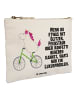 Mr. & Mrs. Panda Kulturbeutel Einhorn Radfahrer mit Spruch in Weiß
