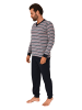 NORMANN langarm Schlafanzug Bündchen Pyjama Streifen - 83115 in navy