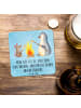 Mr. & Mrs. Panda Untersetzer Pinguin Lagerfeuer mit Spruch in Eisblau