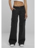 Urban Classics Urban Classics Damen Ladies High Waist Straight Denim Cargo Pants in black washed