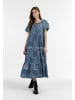 DreiMaster Vintage Damen Kurzarm Maxikleid in DUNKELMARINER DRUCK