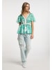 IZIA Damen Bluse in Grün Weiss