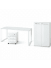 KADIMA DESIGN Büro-Set Schreibtisch Schrank Container Glasfront Modern in Weiß