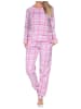 NORMANN Fleece Schlafanzug langarm Bündchen chilige optik in pink1