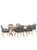Beliani 7-tlg Gartentisch Set OLBIA in Grau/Schwarz/Braun
