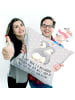 Mr. & Mrs. Panda Dekokissen Pinguine Kuscheln mit Spruch in Grau Pastell