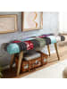 KADIMA DESIGN Sitzbank Samt / Massivholz Bank 117x51x38 cm Bettbank Patchwork,