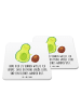 Mr. & Mrs. Panda Glasuntersetzer Avocado Kern rollt mit Spruch in Weiß
