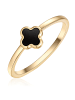 Glanzstücke München Ring Kleeblatt aus Edelstahl mit Achat in gelbgold