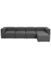 58 aufm Kessel SOFA 4-Sitzer mit Hocker rechts Kattrina Flachgewebe anthrazit