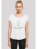 F4NT4STIC Long Cut T-Shirt Merry Christmas Weihnachten in weiß