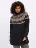 sheego Langarm-Pullover in schwarz-beige-gemustert