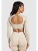 SMILODOX Crop Longsleeve Bethy Seamless in Taupe