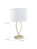 relaxdays 2 x Tischlampe in Gold/ Weiß - (B)28 x (H)51 x (T)18 cm