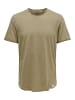 Only&Sons Langes Rundhals T-Shirt Einfarbiges Kurzarm Basic Shirt ONSBENNE in Beige