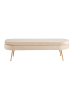 SalesFever Polsterhocker oval lang mit Chromfüßen in Goldoptik und Samtbezug in Beige