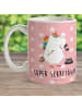 Mr. & Mrs. Panda Trinklernbecher Einhorn Sekretärin mit Spruch in Rot Pastell