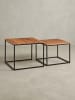 KADIMA DESIGN Industrie-Stil Wohnzimmertisch 2er Set, Holz & Metall, Quadratisch