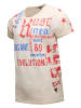 Rusty Neal Vintage Herren Oil Wash T-Shirt mit Front- & Backprint, Raw Edge in Beige