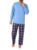 NORMANN Schlafanzug lang Pyjama FlanellHose Karo - 88238 in hellblau