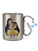 Mr. & Mrs. Panda Tasse Pinguin umarmen ohne Spruch in Silber