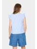 SAINT TROPEZ Kurzarm-Bluse SamaraSZ Gerade Passform in Palace Blue Ice Stripe