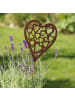 UNUS Gartenstecker Rost Herz mit Herzmuster in Braun