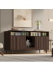 ABRIHOME Katzenkloschrank mit Sandauffangmatte in Nussbaumfarbe - 120x50x66cm