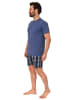 NORMANN Kurzarm Schlafanzug Shorty karierter Jersey Hose - 78363 in marine