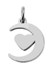 Adeliás Damen Anhänger – Mond Herzanhänger aus Edelstahl in silber