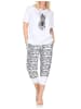 NORMANN Kurzarm Schlafanzug Capri Pyjama Shorty - 84887 in weiß