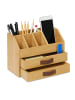 relaxdays Schreibtisch Organizer in Natur/Braun - (B)24 x (H)19 x (T)14 cm