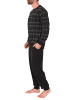 NORMANN Pyjama Schlafanzug Bündchen Karo - 75233 in dunkelgrau