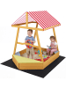COSTWAY Sandkasten mit Dach& Bodenplane in Rot