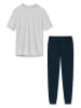Schiesser Schlafanzug Cotton in Dunkelblau / Grau