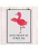 Mr. & Mrs. Panda Artprint Flamingo Yoga mit Spruch in Grau Pastell