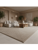 KADIMA DESIGN Kurzflorteppich Skandi 3D-Bögen Waschbar Wohnzimmer in Beige