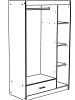 Parisot Jugendzimmer Set 4-tlg Kleiderschrank Kommode Bett 90 x 200 cm