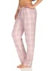NORMANN Dame Flanell Schlafanzug Hose kariert Baumwolle - 50449 in rosa