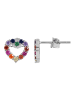 Adeliás Kinder Ohrstecker Herz aus 925 Silber mit Zirkonia in bunt