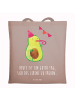 Mr. & Mrs. Panda Tragetasche Avocado Party mit Spruch in Braun Pastell