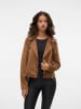 Vero Moda Stylische Bikerjacke mit Reißverschlusstaschen und Nieten. in Mittelbraun