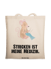 Mr. & Mrs. Panda Shopper Maus Stricken mit Spruch in Creme