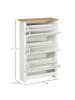 HOMCOM Schuhschrank-72L x 26B x 112H cm-Weiß+Naturholz