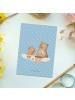 Mr. & Mrs. Panda Postkarte Oma Backen ohne Spruch in Blau Pastell