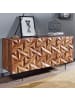 KADIMA DESIGN Sideboard "Metallux", Sheesham-Holz, 3D-Oberfläche, Braun, Modern