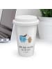 Mr. & Mrs. Panda Thermobecher Kaffee Bohne mit Spruch in Weiß