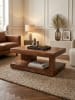 KADIMA DESIGN Couchtisch Massivholz 90x60x40 cm, Wohnzimmertisch braun,
