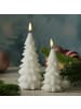 MARELIDA LED Kerze Tannenbaum Weihnachtsbaum Echtwachs H: 16cm in weiß